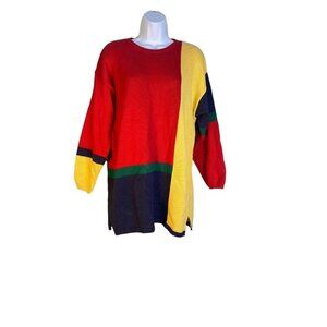 Talbots Vintage Womens Oversized Multicolor Color Block Pullover Sweater Size S